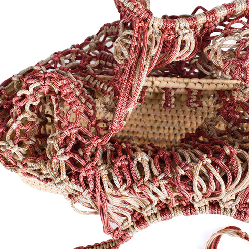 Raffia Beach Bag | Crocheted Kittan Handle Shoulder Tote for Women